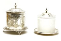 Lot 225 - Two Victorian and silver plated biscuit barrels