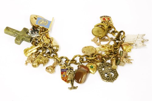 Lot 80 - A gilt metal twisted circular and plain oval link charm bracelet