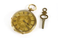 Lot 95 - A gold Continental open faced key wound pocket watch