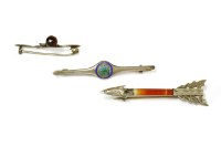 Lot 92 - A Charles Horner silver thistle bar brooch with citrine bud
