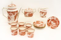 Lot 407 - A Crown Derby 'Red Aves' pattern coffee service