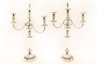 Lot 226 - A pair of silver plated three light candelabra