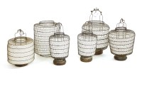 Lot 524 - Six Chinese plied wire mesh garden lanterns