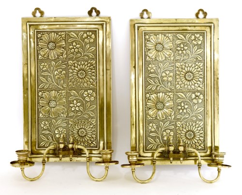 Lot 54 - A pair of brass wall sconces