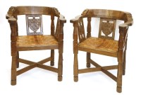 Lot 180 - A pair of Robert ‘Mouseman’ Thompson monk’s armchairs