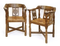 Lot 192 - A pair of Robert 'Mouseman' Thompson monk’s armchairs