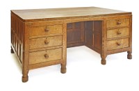Lot 191 - A Robert 'Mouseman' Thompson oak partners' desk