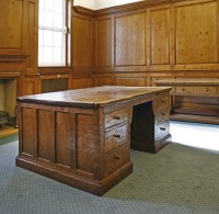 Lot 188 - A Robert 'Mouseman' Thompson oak partners' desk
