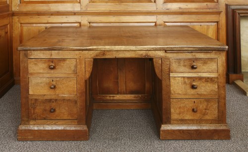 Lot 177 - A Robert 'Mouseman' Thompson oak partners' desk