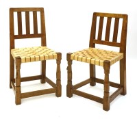 Lot 175 - Two Robert 'Mouseman' Thompson oak chairs