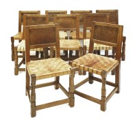 Lot 200 - Nine Robert 'Mouseman' Thompson oak chairs