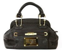 Lot 1206 - A Dolce & Gabbana chocolate brown leather handbag