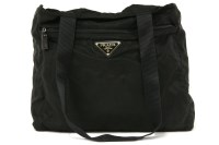 Lot 1018 - A Prada black canvas shopper handbag