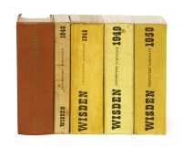 Lot 13 - Wisden's Cricketers' Almanack: 1- 1946 (83rd. year). Original limp linen covers; PP: 464; Covers Slightly darkened; o/w VG; 2- 1947 (84th. year). Original brown cloth- PP: 715; Covers little rubbed an