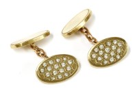 Lot 8 - A pair of 9ct gold oval diamond chain link cufflinks