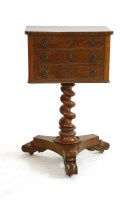 Lot 714 - A 19th century burr walnut worktable