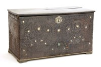 Lot 660 - A 17th century studded leather marriage trunk