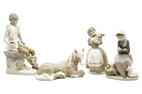 Lot 449 - A Lladro reclining horse and Lladro group of girl with geese (af)