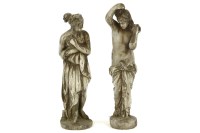 Lot 626A - A pair of grey plaster figures of classical maidens