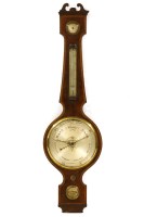 Lot 513 - A mahogany inlaid banjo barometer