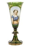 Lot 461 - A bohemian green and gilt glass vase