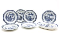 Lot 444 - Six 18th century Chinese blue and white plates