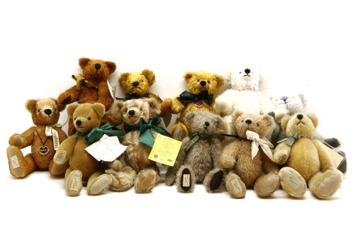 Lot 314 - A collection of eleven Dean's teddy bears
