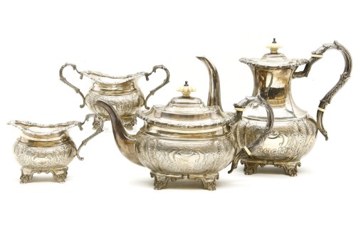 Lot 215 - A silver four piece tea set