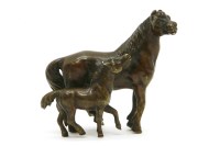 Lot 170 - A small Chinese bronze group of a horse and foal