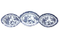 Lot 462 - Three Chinese export blue and white plates