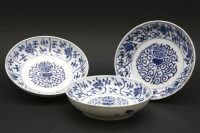 Lot 260 - Three 18th century Chinese blue and white saucers