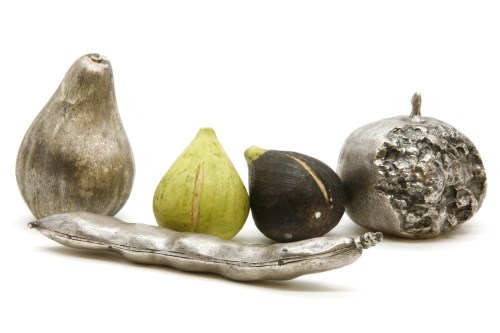Lot 185 - Three contemporary silvered fruit and vegetables