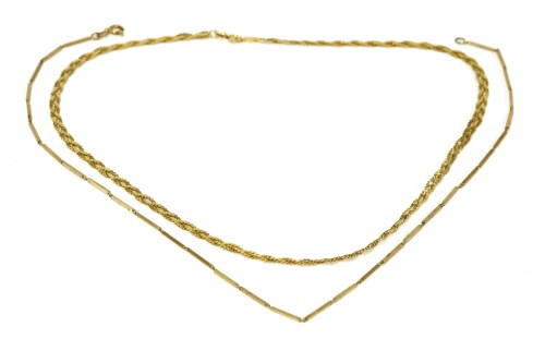 Lot 1 - Two 9ct gold necklaces including a bar link example