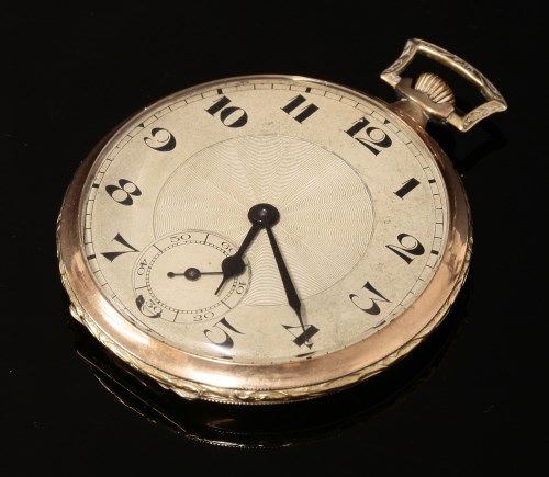 Lot 71 - A 9ct gold Swiss Art Deco open faced pocket watch