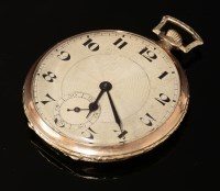 Lot 71A - A 9ct gold Swiss Art Deco open faced pocket watch