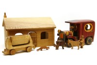 Lot 333 - A collection of hand crafted wooden toys