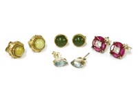 Lot 45 - A pair of 9ct gold nephrite cabochon stud earrings