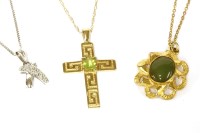 Lot 53 - A white gold diamond set cross over pendant on chain