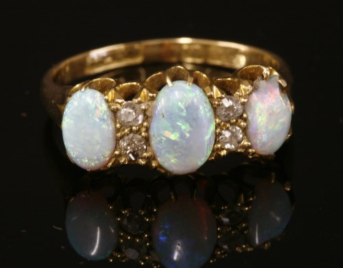 Lot 13 - An 18ct gold Edwardian opal and diamond ring