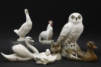 Lot 280 - A collection of porcelain owls and birds