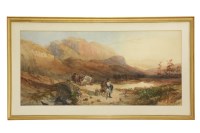 Lot 355 - 19th century
FIGURES AND HORSES ALONG A PATH
Watercolour 
43 x 90 cm