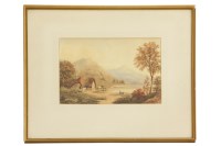 Lot 335 - Copley Fielding
LAKESIDE COTTAGE WITH CATTLE AND SHEEP BESIDE
Watercolour
Signed lower right