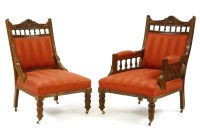 Lot 427 - A pair of Edwardian walnut salon chairs