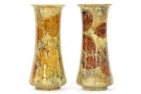 Lot 194A - A pair of Doulton leaf moulded vases