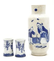 Lot 294 - An Oriental blue and white crackleware vase