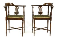 Lot 531 - A pair of Edwardian inlaid mahogany corner chairs
