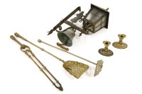 Lot 306 - A wall mounted iron bell and lamp