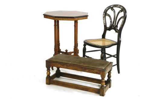 Lot 505 - An early 20th century walnut and ebonised octagonal occasional table