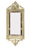 Lot 396 - A 19th century Continental brass framed mirror