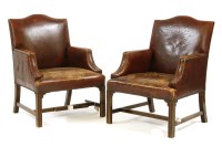 Lot 404 - A pair of George III style library chairs